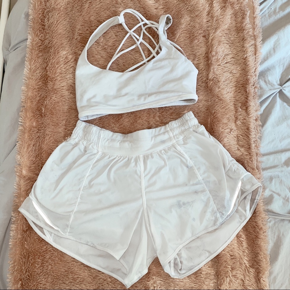 STAINED lululemon shorts (6) and sports bra (4)